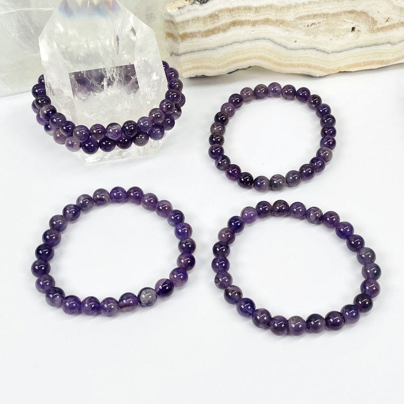 chevron amethyst bracelets in 8mm round beads 