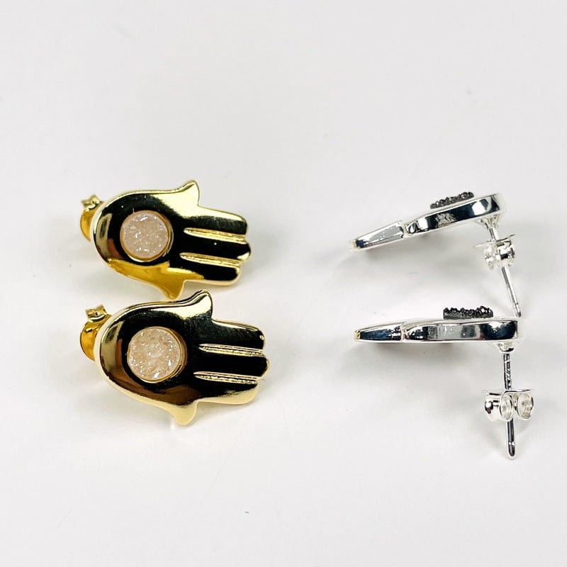 front and side view of the earrings to show the thickness 