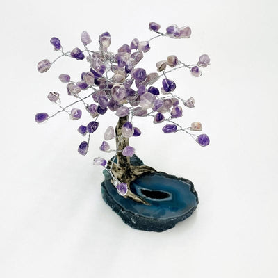 chevron amethyst tumbled stone trees available with a blue agate base