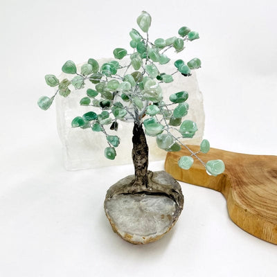 green quartz tumbled stone top tree available with a natural agate base