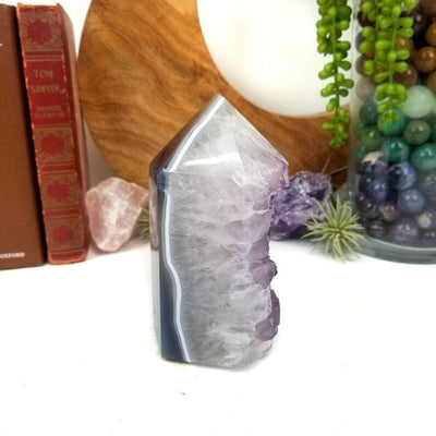 Agate Polished Crystal Point side view