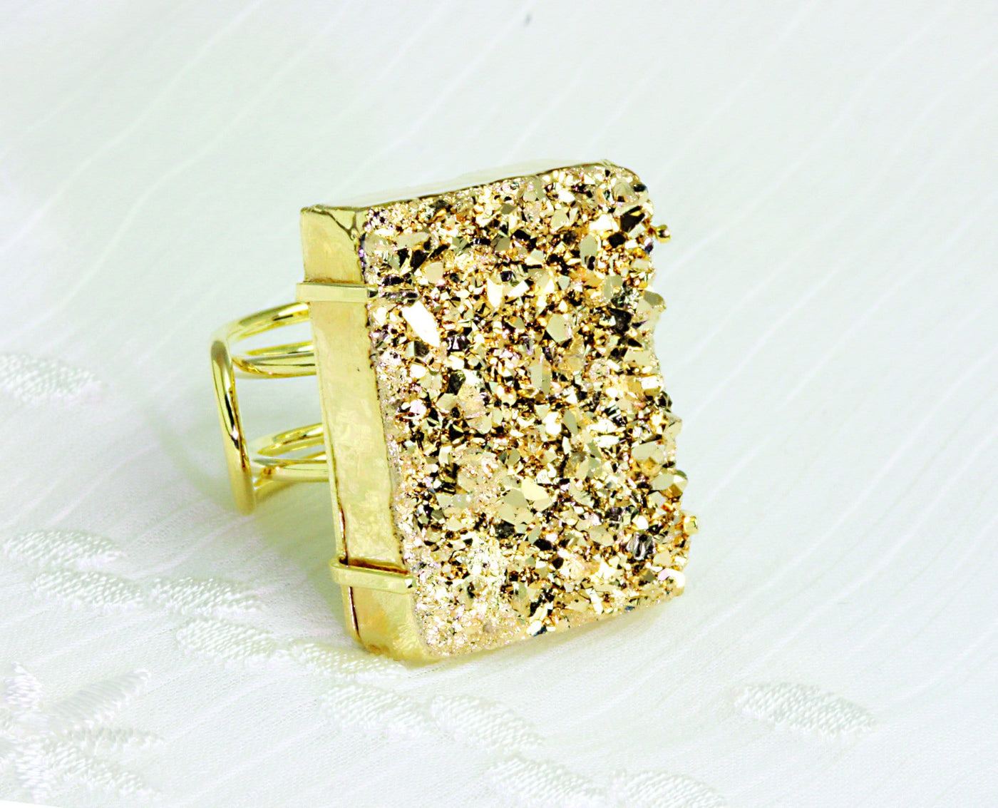 mystic druzy adjustable ring available in gold