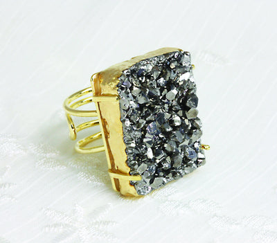 mystic druzy adjustable ring available in platinum 