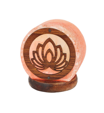 close up of the details on this lotus design salt lamp
