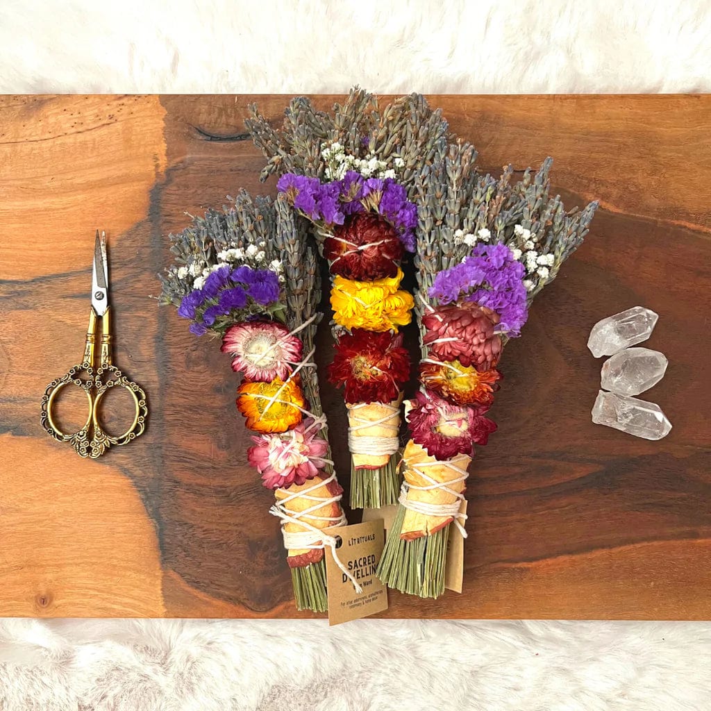 smudge bundles with a mix of herbs and flowers in the large size