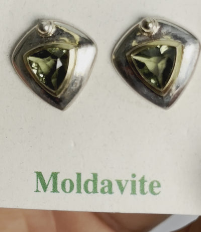 Brief video of Moldavite earrings on their earring card/packaging.