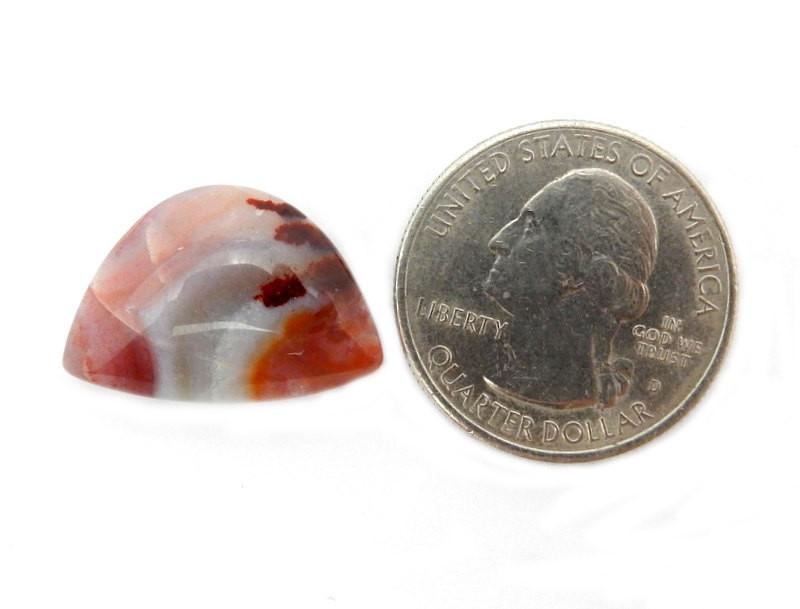 Agate Cabochon next to a quarter for size reference.