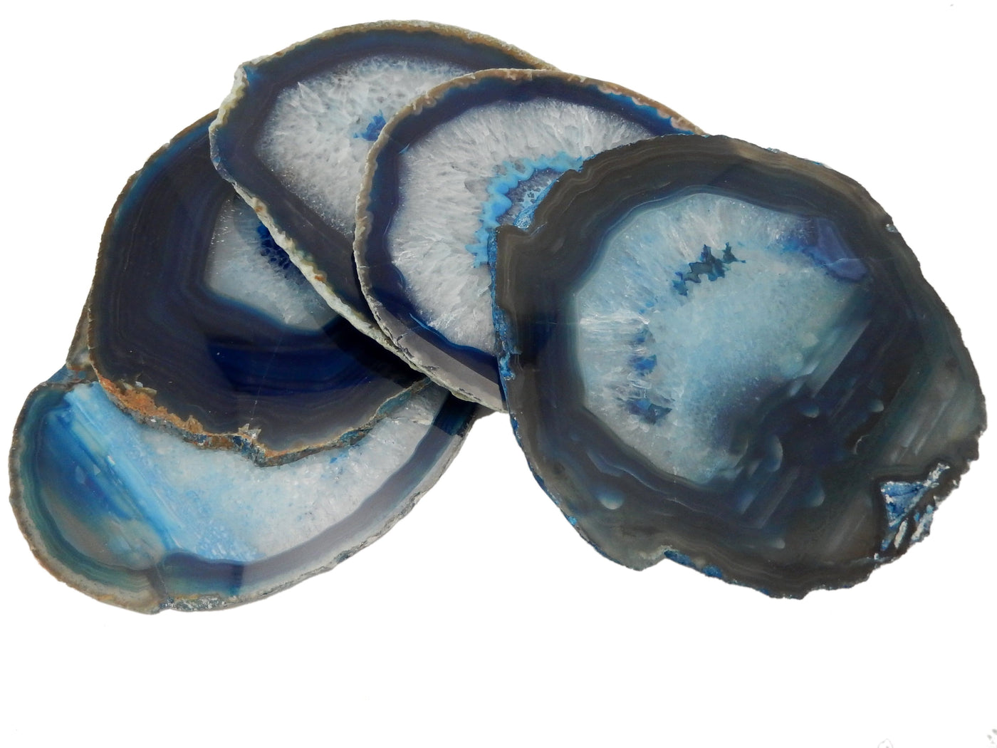 Blue Agate Slice - Agate Slices #7--Front close view of shape and size. 