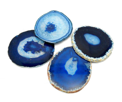 4 blue agate slices spread out
