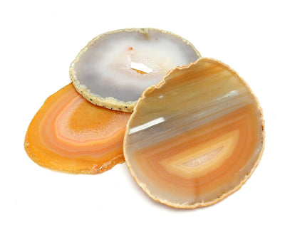 Natural Agate Slice - 3 piled together on a table