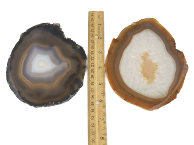 Natural Agate Slices by a ruler approximately6"