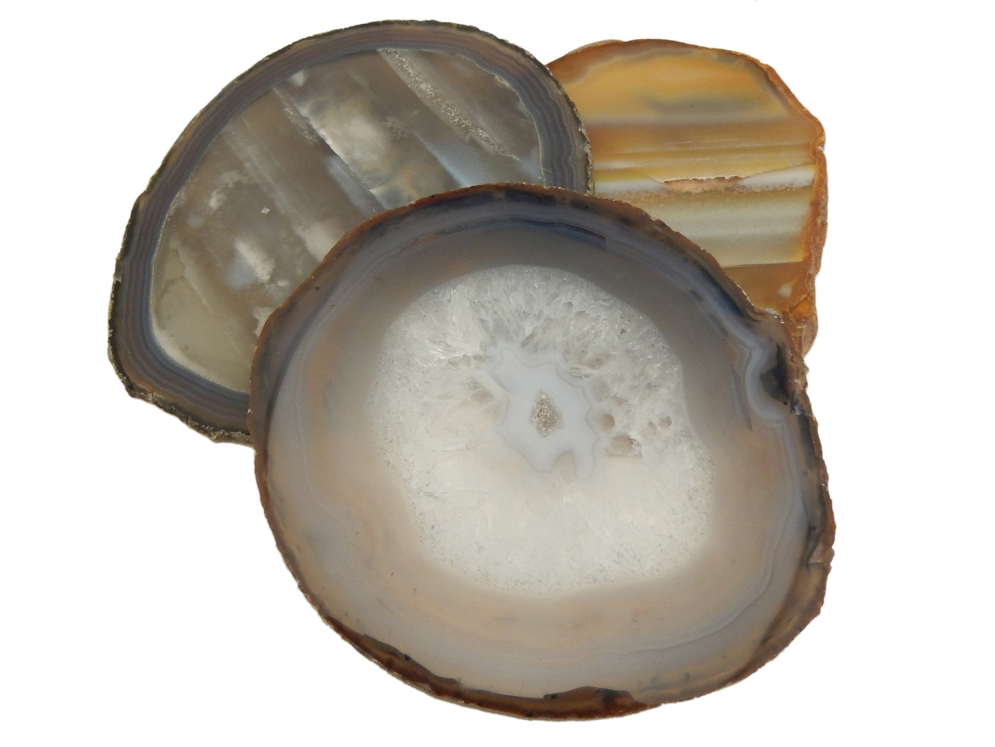 Natural Agate Slice - Agate Slices #7 - 3 Stacked together