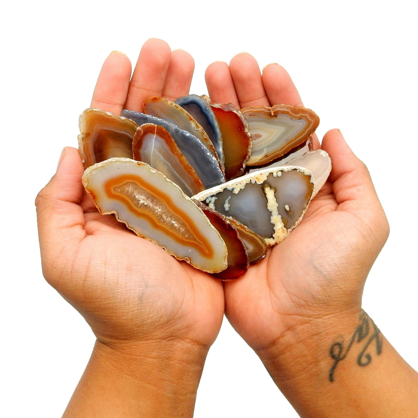 Natural Agate Slice - a bunch in 2 hands