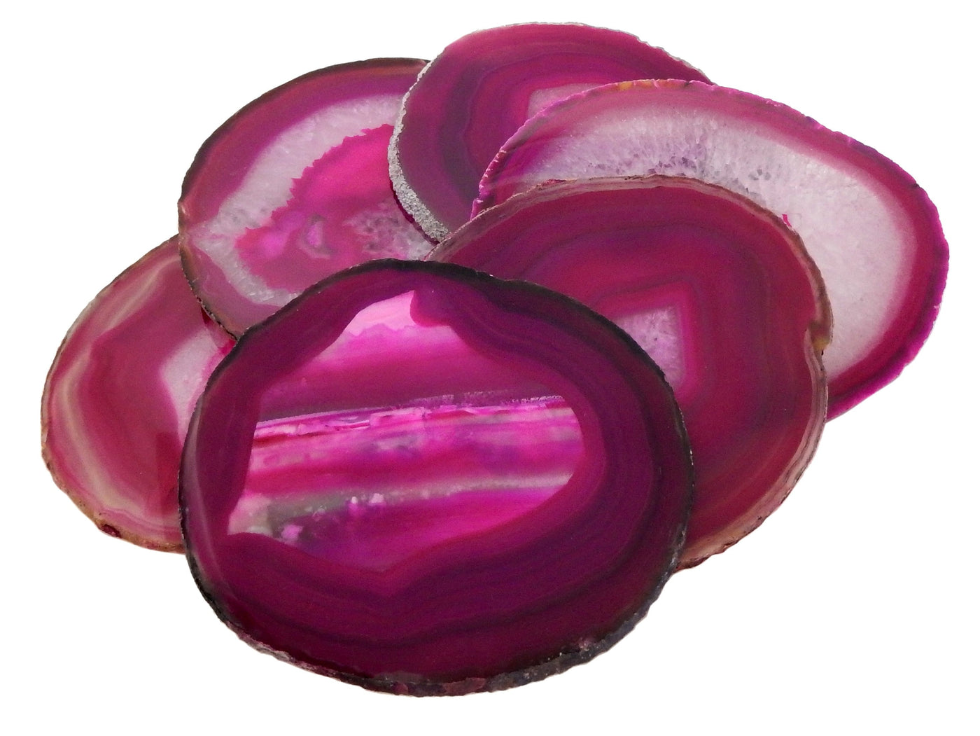 Agate Slices - Pink Agate Slice - 6 in a pile