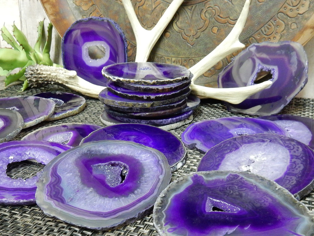 Purple Agate Slices Extra Grade Polished Agate Coaster Size