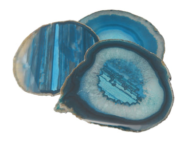 3 Teal Agate Slices in a size number 7 stacked 