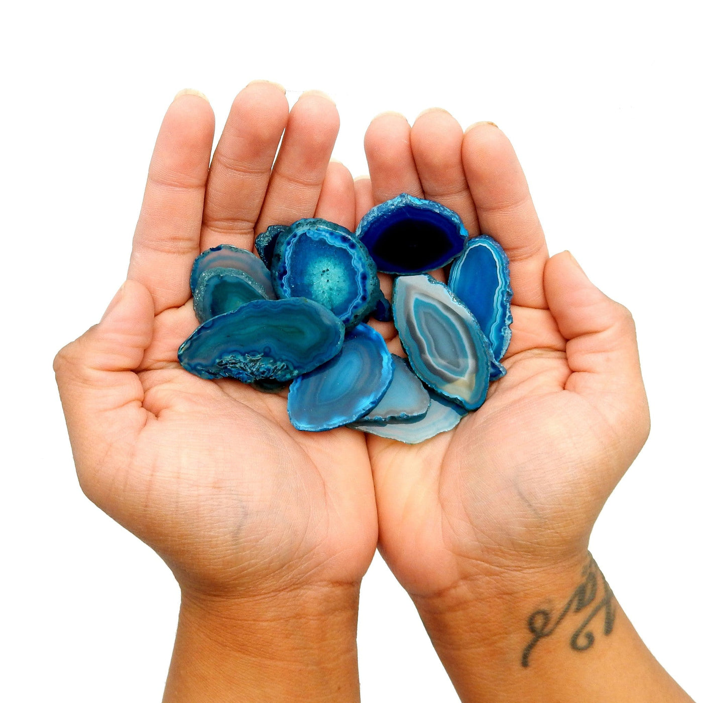 Handful of Teal Agate Slices - Size 000