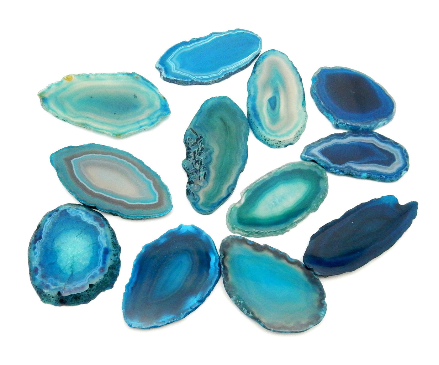 12 pieces Teal Agate Slices - Size 000