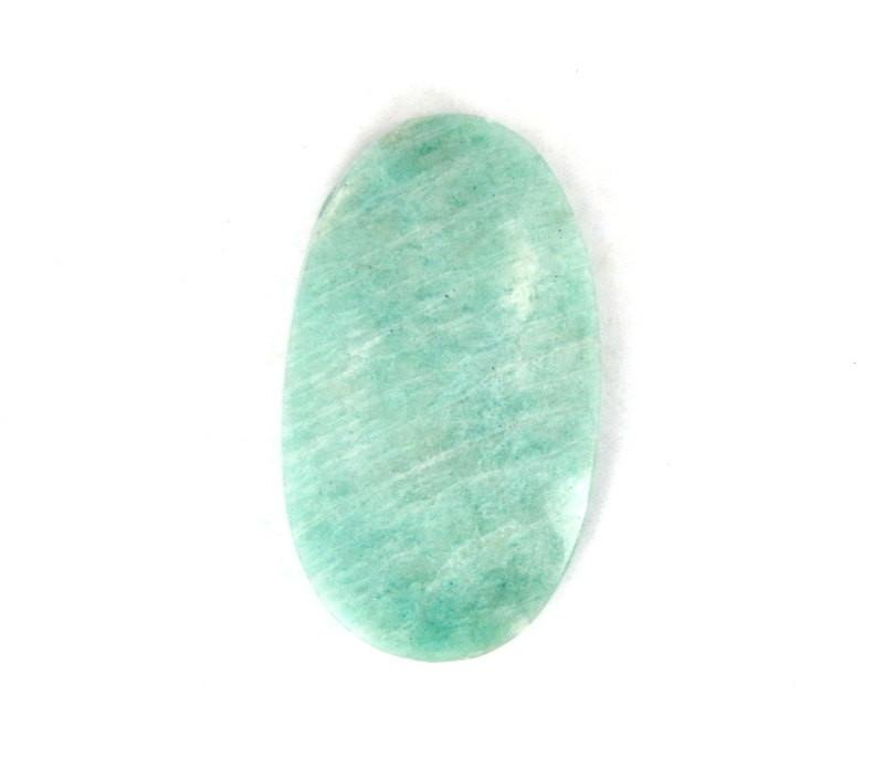 Picture of one of our amazonite bead top side drilled on a white background.