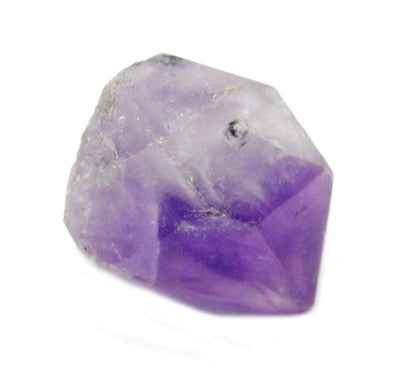 up close shot of Amethyst Point Top Side Drilled Bead on white background