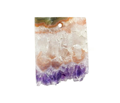 amethyst slice drilled bead on white background