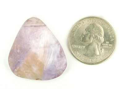 Ametrine Bead next to quarter for size reference