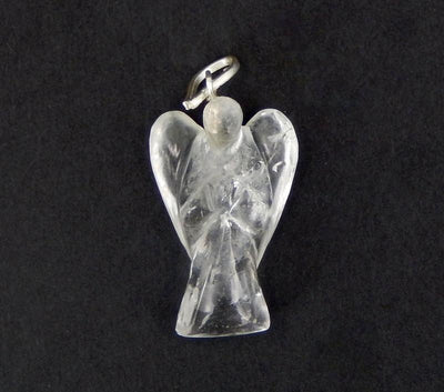 Angel - Guardian Angel Pendant - Crystal Quartz Angel Pendant -- With Silver Tone Bail - Guardian Angel - Chakra - Metaphysical (RK46B2-02)