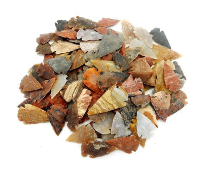 Jasper Arrow Heads 1"  in a pile showing varying colors