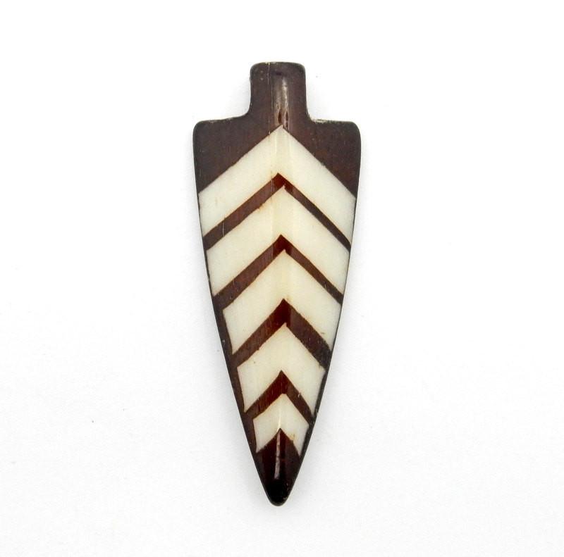 1 Arrowhead Pendant in white And Brown with a Drilled Top Side 