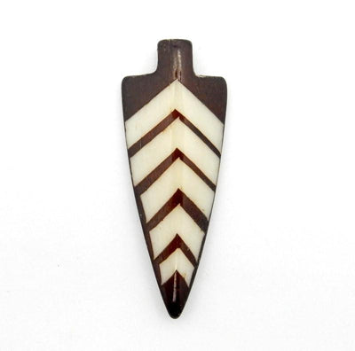 1 Arrowhead Pendant in white And Brown with a Drilled Top Side 