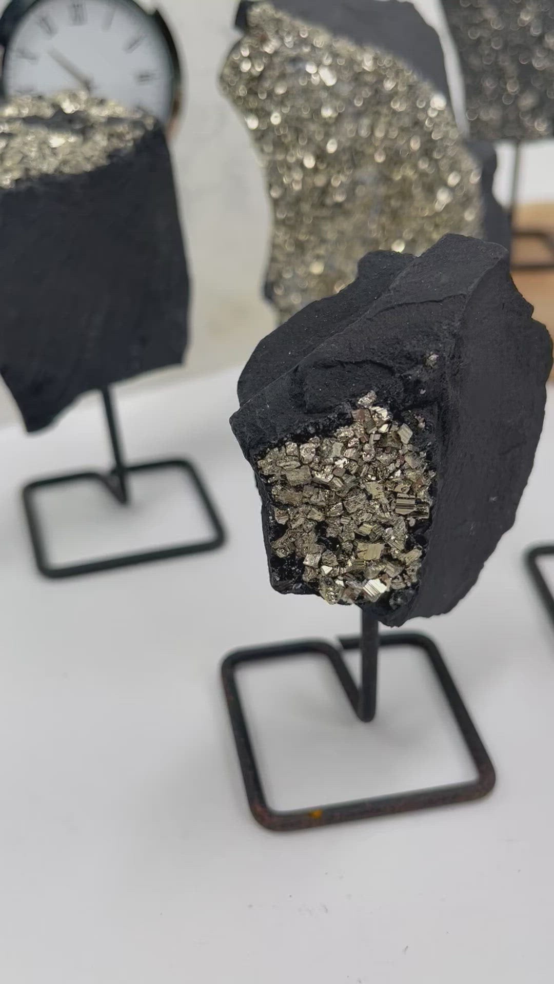 Pyrite on Basalt with Metal base stand - By Weight -