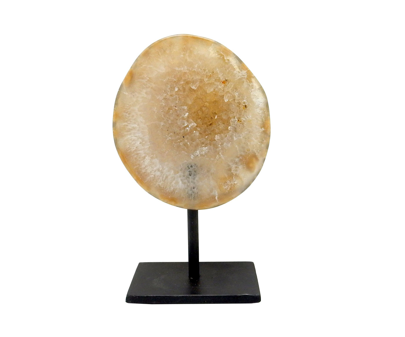 Front facing Agate Druzy Geode Metal Base with a white background.