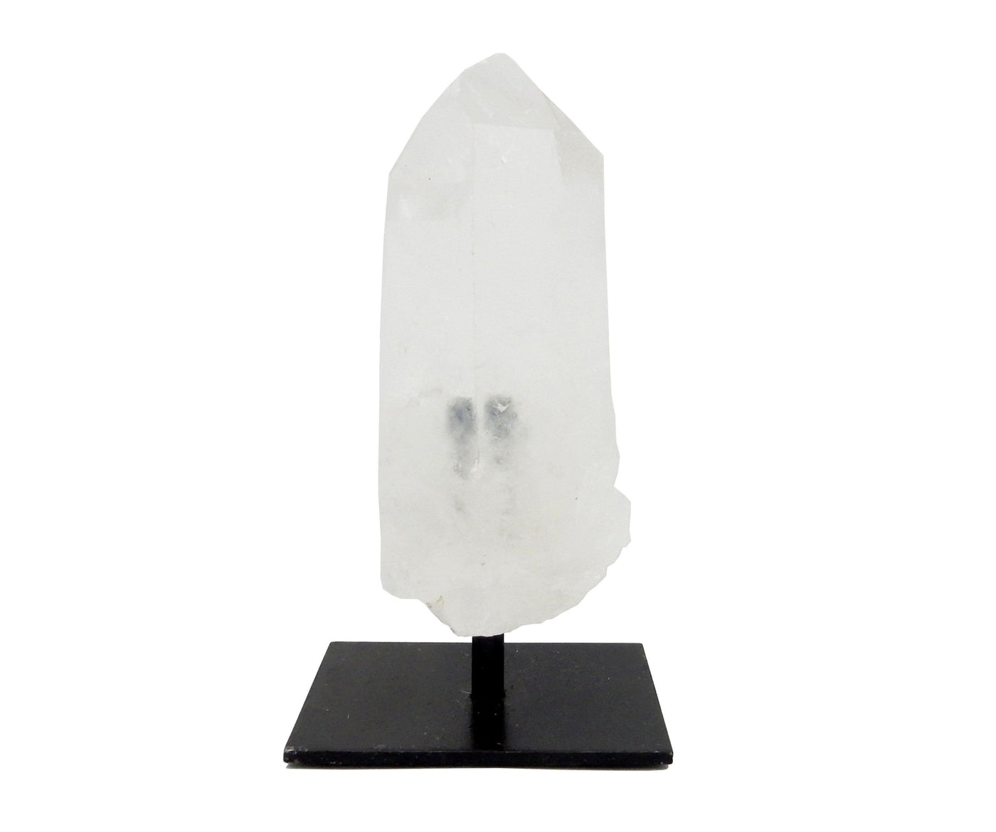 Crystal Quartz Point in Metal Base on white background