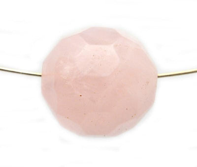 Rose Quartz Bead on gold wire on white background