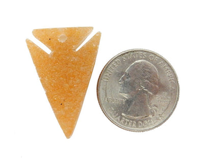 Beads - Triangle Druzy - Drilled - next to a quarter