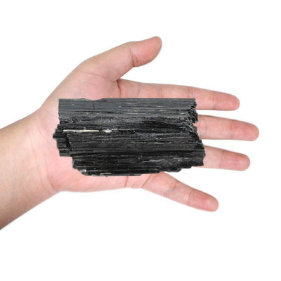 Black Tourmaline Chunk- Large  - in a hand