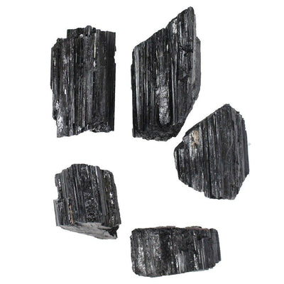 Black Tourmaline Chunk- Large  - 5 pieces on a table