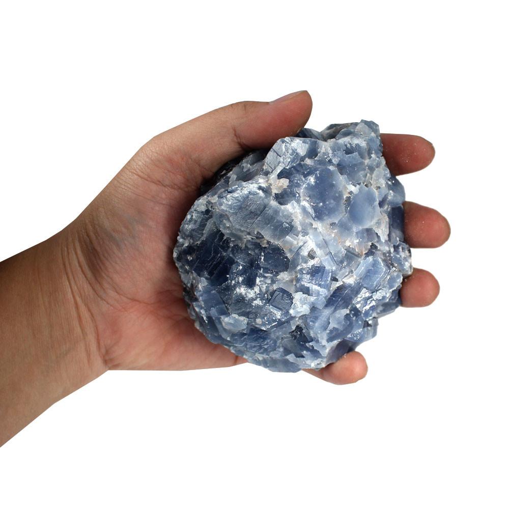 blue calcite cluster on white background