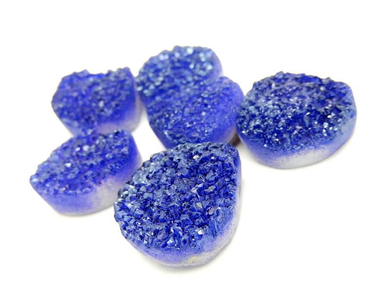 Blue Druzy Bead - Teardrop Druzy - Purple Teardrop Druzy Bead - Top Side Drilled Bead (RK22B3-01)