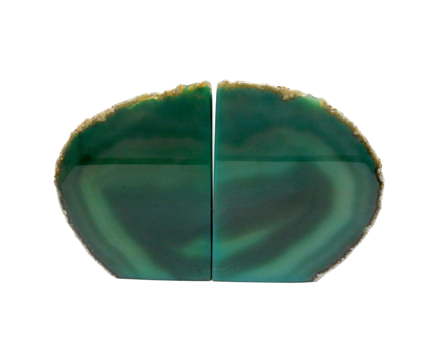 Close up of a Green Agate Bookend.