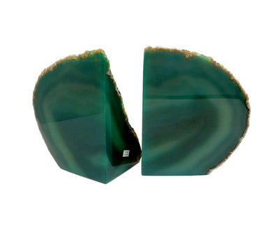 Green Agate Bookend shown front facing and angled to display the pattern.