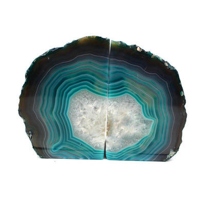 Teal Agate Bookend Pair shown front facing.