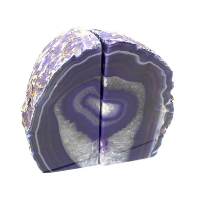 Close up of a front facing Purple Agate Bookend Pair.