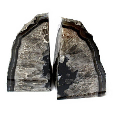 Black Agate Bookend pair close up , references thickness