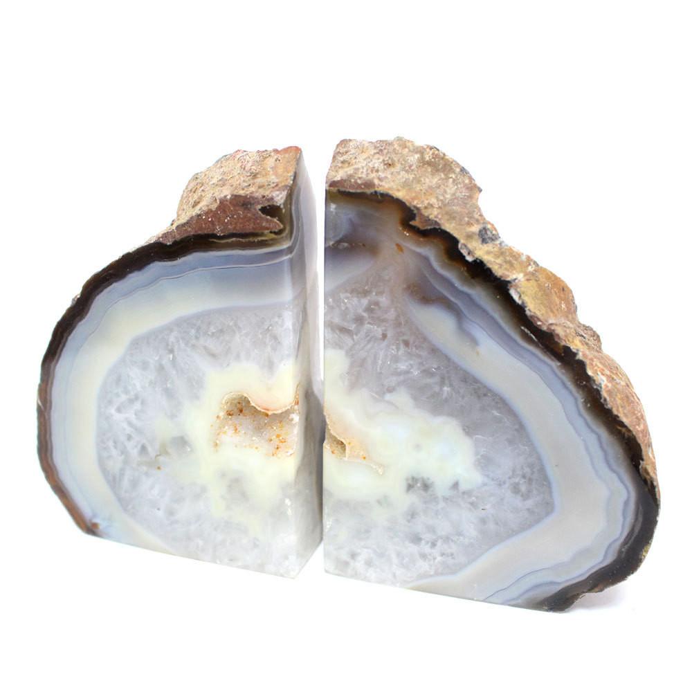 Natural Agate Bookend Pair - 1 to 3 lb - Geode Bookend