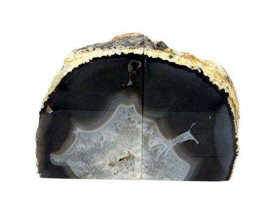 Natural Agate Bookend Pair - 9 to 12 lb standing alone