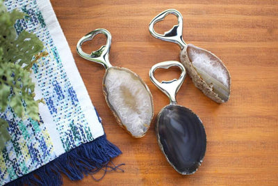 Natural Stone Bottle Opener - 3 natural agate openers on a table