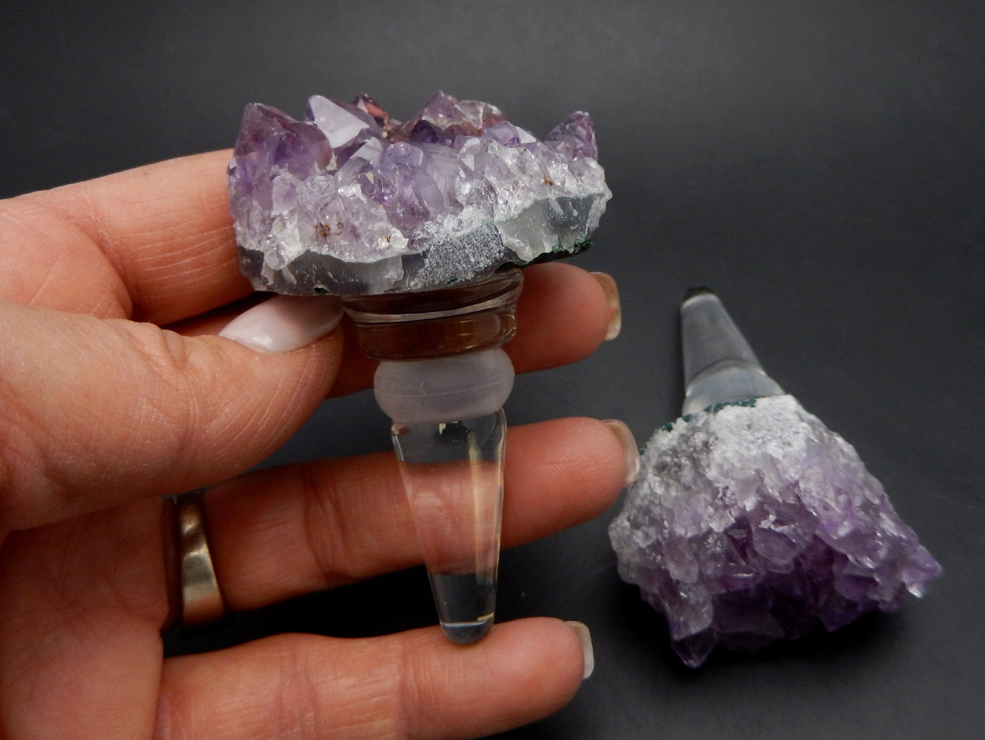 Bottle Stopper - Crystal Bottle Stopper - Gypsy Decor - Amethyst Wine Stopper- Crystal Quartz Collection - Feng Shui (RK119)