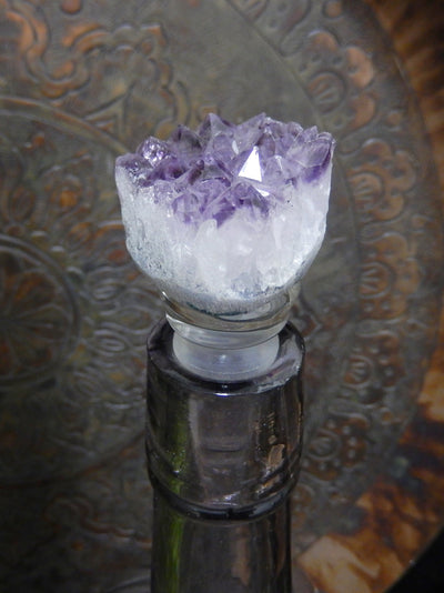 Bottle Stopper - Crystal Bottle Stopper - Gypsy Decor - Amethyst Wine Stopper- Crystal Quartz Collection - Feng Shui (RK119)