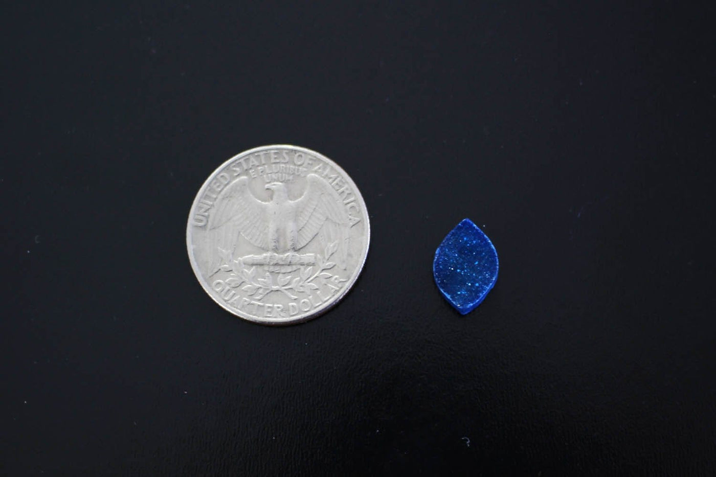 Cabochon - Blue Marquise Druzy Cabochon - Colorful Druzy Stone - next to a quarter